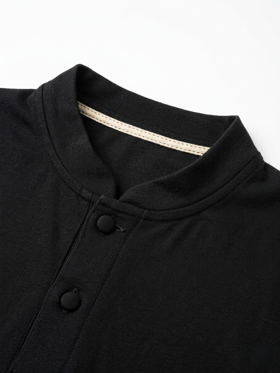Black Henley T Shirt - Image 2